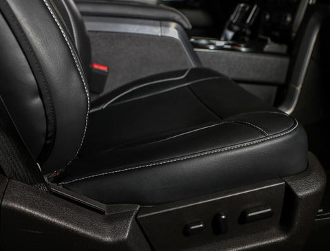 PRP 12-14 Ford Raptor Front Seat Covers (Pair) - Black w Silver Stitch - B068-06