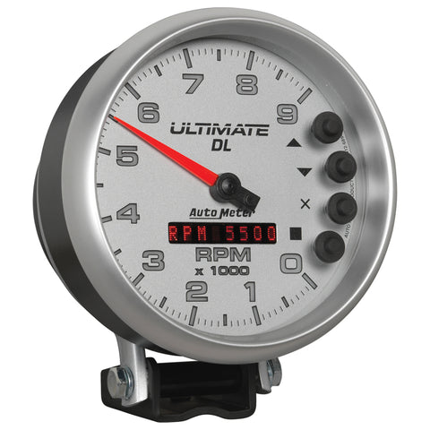 AutoMeter Gauge Tach 5in. 9K RPM Pedestal Datalogging Ultimate Dl Playback Silver - 6894