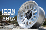 ICON Anza 17x8.5 5x150 25mm Offset 5.75in BS Silver Machined Wheel - 8217855557SM