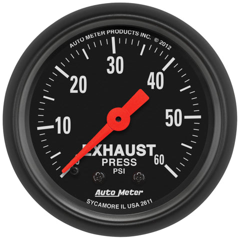 Autometer Z Series 52mm 0-60 PSI Mechanical Exhaust Gas Pressure Gauge - 2611