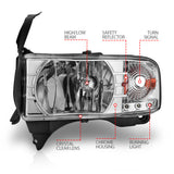 ANZO 1994-2001 Dodge Ram Crystal Headlights Chrome w/ LED - 111206