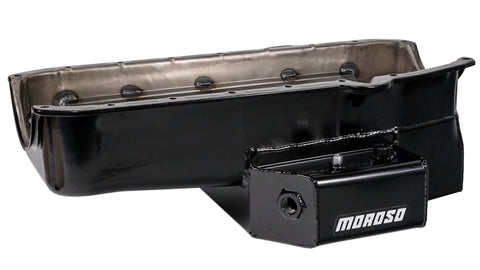 Moroso Pre-80 Chevrolet SBC (w/2 Pc Seal & Low Clearance) Wet Sump 7qt 7in Steel Oil Pan - Black - 21812