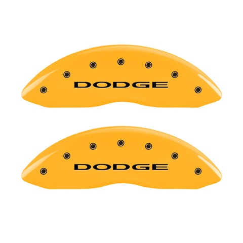 MGP Front set 2 Caliper Covers Engraved Front With out stripes/Dodge Yellow finish black ch - 12002FDD4YL