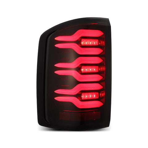 AlphaRex 14-18 GMC Sierra 1500/2500HD/3500HD LUXX-Series LED Tail Lights Blk/Red w/Actv Lgt Seq. Sig - 630050