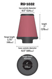 K&N Universal Clamp-On Air Filter 4in FLG / 6-1/2in B / 4-1/2in T / 7in H - RU-1032