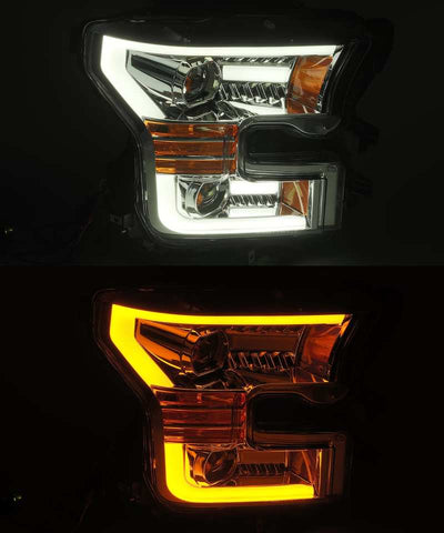 AlphaRex 15-17 Ford F-150 PRO-Series Projector Headlights Plank Style Chrm w/Activ Light/Seq Signal - 880157