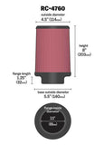 K&N Universal Chrome Filter 3 1/2 inch FLG / 5 1/2 inch Bottom / 4 1/2 inch Top / 8 inch Height - RC-4760