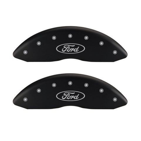 MGP 4 Caliper Covers Engraved Front & Rear Oval logo/Ford Red finish silver ch - 10235SFRDRD
