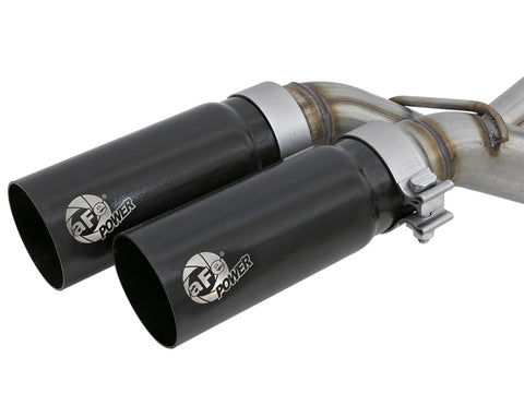 aFe Rebel Series Exht 3in SS Middle Side Exit CB w/ Black Tips 11-14 Ford F150 Ecoboost V6 3.5L (tt) - 49-43078-B