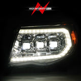 ANZO 05-11 Toyota Tacoma LED Projector Headlights w/Light Bar Swtchbk Seq. Chrome w/Initiation Light - 111582