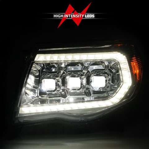 ANZO 05-11 Toyota Tacoma LED Projector Headlights w/Light Bar Swtchbk Seq. Chrome w/Initiation Light - 111582