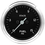 Autometer Stack 52mm 0-15 PSI 1/8in NPTF Male Pro Stepper Motor Fuel Pressure Gauge - Classic - ST3304C