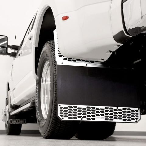 Putco 17-20 Ford SuperDuty Dually - (Fits Rear) - Set of 2 Mud Skins - Polished SS w/ Hex Shield - 78035