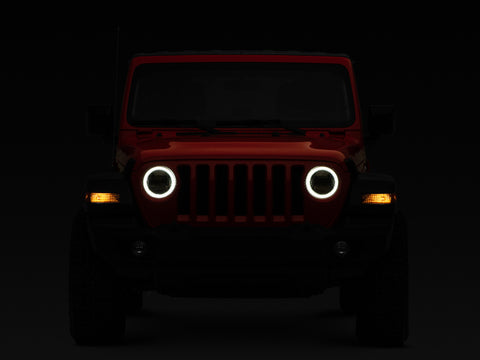 Raxiom 18-22 Jeep Wrangler JL/JT Axial Series LED Headlights- Black Housing (Clear Lens) - J133763
