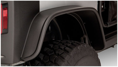 Bushwacker 07-18 Jeep Wrangler Flat Style Flares 4pc Fits 2-Door Sport Utility Only - Black - 10919-07