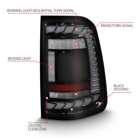Anzo 19-23 Dodge Ram 1500 Laramie/Rebel/Limited Longhorn Full LED Sequential Signal Black Taillight - 311478
