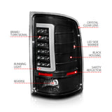 ANZO 2007-2013 GMC Sierra LED Tail Lights w/ Light Bar Black Housing Clear Lens - 311388
