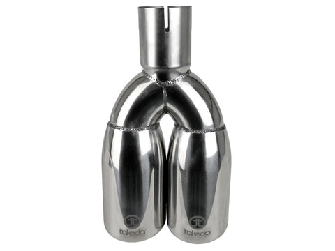 aFe Takeda 304 Stainless Steel Clamp-on Exhaust Tip Polished 2-1/2ininlet x 3-1/2in Outlet X 12in L - 49T25374-P121