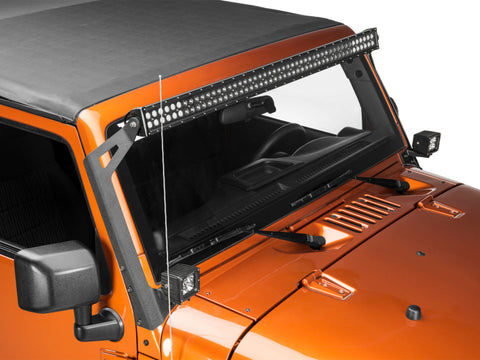 Raxiom 07-18 Jeep Wrangler JK 50-Inch LED Light Bar Windshield Mount w/ Auxiliary Bracket - J106744