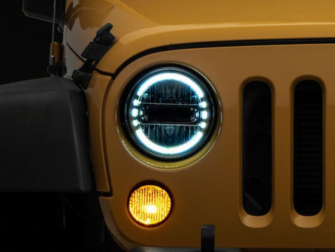 Raxiom 97-18 Jeep Wrangler TJ & JK Axial 7-In LED Headlights w/ DRL- Chrome Housing (Clear Lens) - J155569