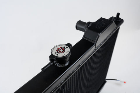 CSF 96-07 Mitsubishi Evo 4/5/6/7/8/9 Full-Slim Radiator w/12in Fan & Shroud/-16AN - Black - 7075B