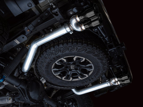 AWE Tuning 22-23 GMC Sierra 1500 AT4X 6.2L 0FG Catback Split Dual (Flat Bumper) - Diamond Black Tips - 3015-43284
