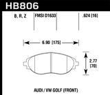 Hawk 16-17 Audi A6 Performance Ceramic Street Front Brake Pads - HB806Z.624