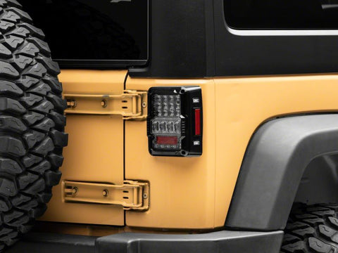 Raxiom 07-18 Jeep Wrangler JK Axial Series Lux LED Tail Lights- Blk Housing (Clear Lens) - J141596