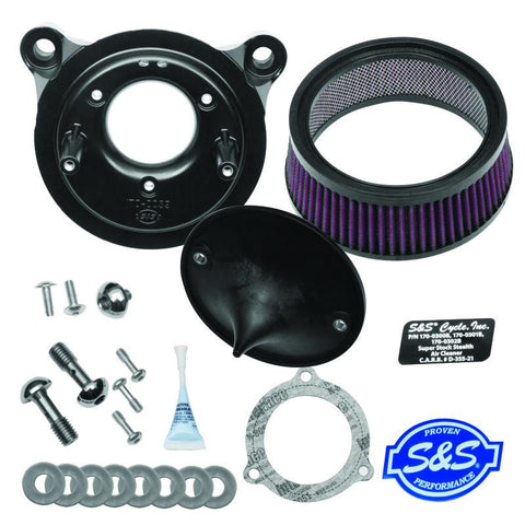 S&S Cycle 08-17 Touring/16-17 Softail Models Stealth Air Cleaner Kit w/o Cover - 170-0301B