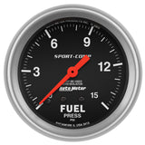 AutoMeter Gauge Fuel Pressure 2-5/8in. 15PSI Mechanical W/Isolator Sport-Comp - 3413