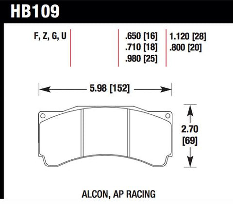 Hawk AP Racing  DTC-60 Rear Race Brake Pads - HB109G.710