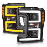 ANZO LED Headlights 17-18 Ford F-250 Super Duty Plank-Style L.E.D. Headlight Black (Pair) - 111388