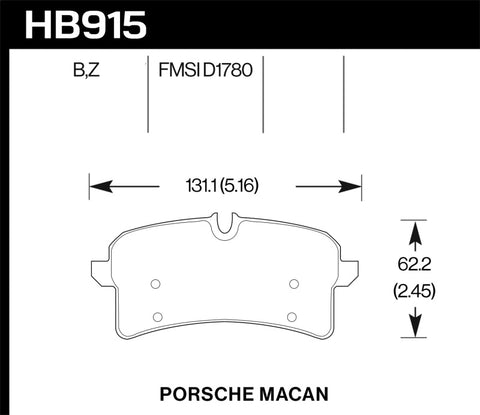 Hawk 16-18 Porsche Macan HPS 5.0 Street Rear Brake Pads - HB915B.664