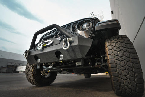 DV8 Offroad 07-18 Jeep Wrangler JK/JL FS-15 Steel Stubby Front Bumper w/ Fog Lights - FBSHTB-15