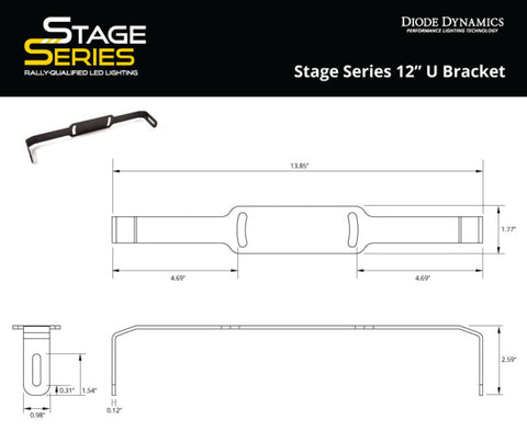 Diode Dynamics Stage Series 12 In U Bracket (Pair) - DD6002P