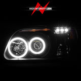ANZO 1995-2001 Ford Explorer Projector Headlights w/ Halo Black 1 pc - 111132