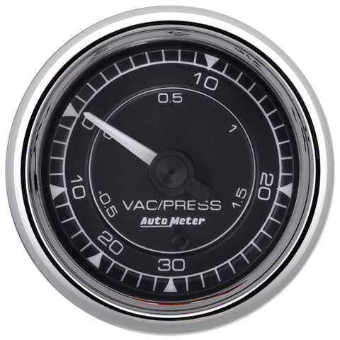 AutoMeter Chrono 2-1/16in 30in HG/30PSI Digital Stepper Motor Vacuum/Boost Gauge - Chrome - 9759