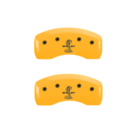 MGP 4 Caliper Covers Engraved Front Shelby Rear Snake Yellow Finish Black Char 2003 Ford Mustang - 10017SSBYYL