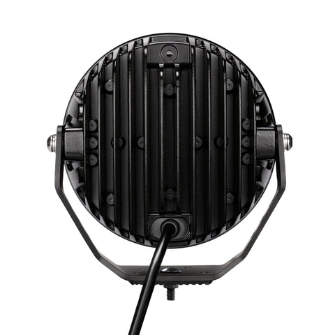 Go Rhino Xplor Blackout Series Round LED Driving Light w/DRL (Surface/Threaded Stud Mnt) 7in. - Blk - 750800711DRS