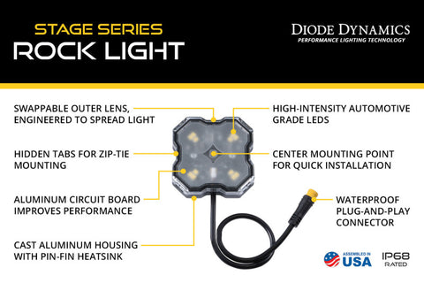 Diode Dynamics RGBW Rock Light Installer Kit w/Controller (12-pack) - DD7748C