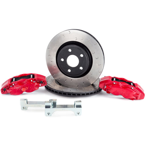 Alcon 07+ Jeep JK w/ 5x5.5in Hub 357x32mm Rotor 4-Piston Red Calipers Front Brake Upgrade Kit - BKF5459AX13