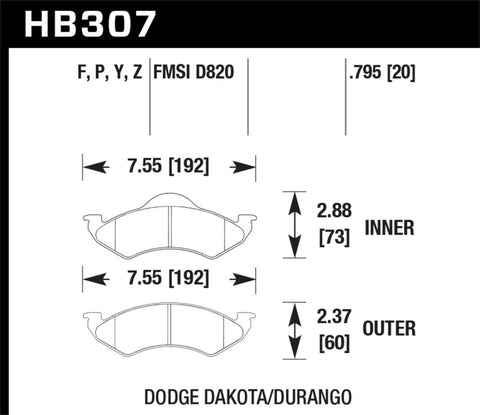 Hawk Super Duty Street Brake Pads - HB307P.795