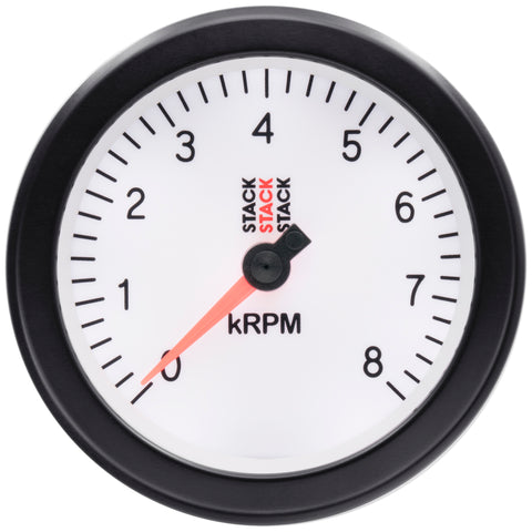 Autometer Stack Sport 88mm 0-8K RPM Tachometer - White - ST100-08W