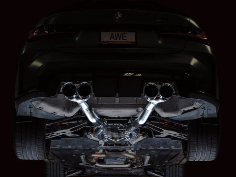 AWE Track Edition Catback Exhaust for BMW G8X M3/M4 - Chrome Silver Tips - 3020-43482