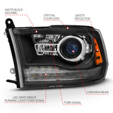ANZO 2009-2018 Dodge Ram 1500 Projector Headlights Plank Style Halo w/Switchback Matte Black - 111489