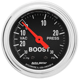 AutoMeter Gauge Vac/Boost 2-1/16in. 30Inhg-30PSI Mechanical Traditional Chrome - 2403