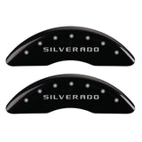MGP 4 Caliper Covers Engraved Front & Rear Silverado Black finish silver ch - 14173SSILBK