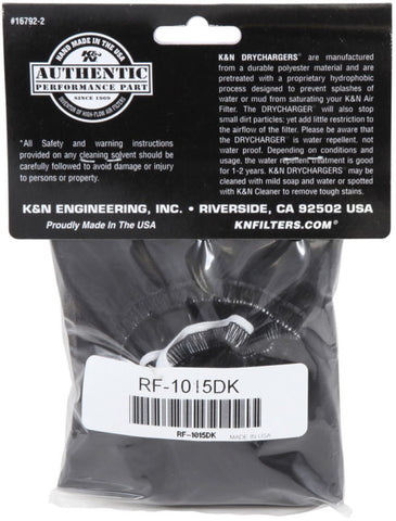 K&N Air Filter Wrap Drycharger - Black - RF-1015DK