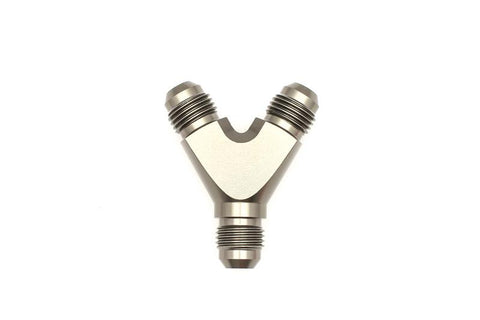 DeatschWerks 6AN Male Flare + 6AN Male Flare to 6AN Male Flare Y Block Fitting - 6-02-0701