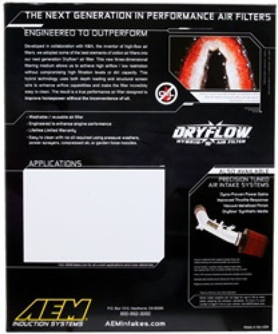 AEM 13-17 Cadillac ATS V6-3.6L F/I DryFlow Air Filter - 28-20496